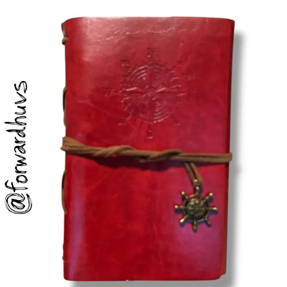 Red PU Leather Notebook - Sketchbook - Unlined Blank Page Notebook